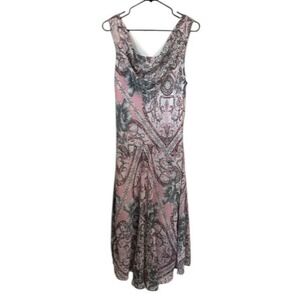 Robbie Bee Pink Floral Paisley‎ Maxi Dress Sleeveless Boho Size 14